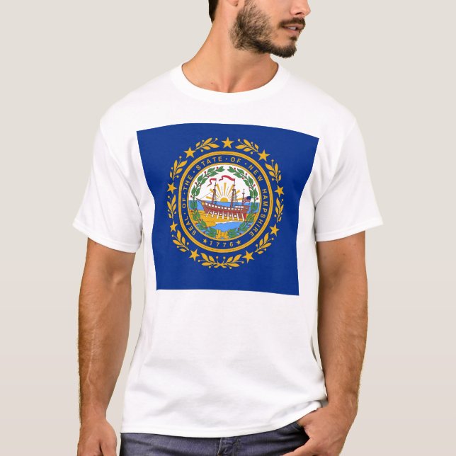 T Shirt med Flagga av New Hampshire State USA (Framsida)