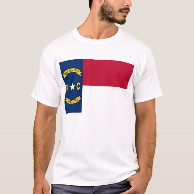 T Shirt med Flagga av North Carolina State USA (Framsida)