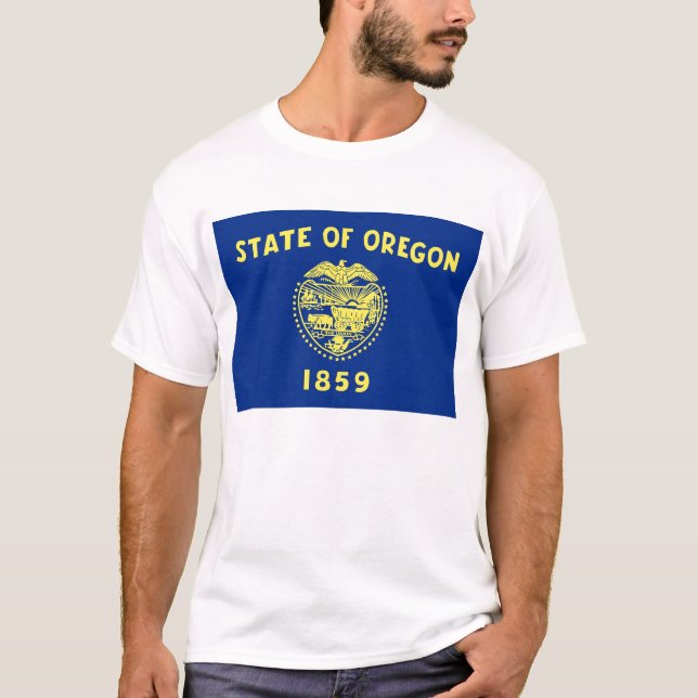 T Shirt med Flagga av Oregon State USA (Framsida)