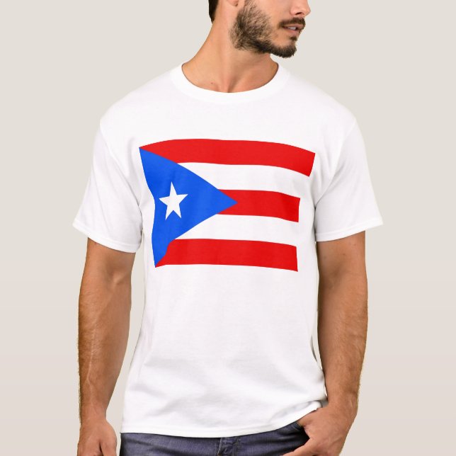 T Shirt med Flagga av Puerto Rico USA (Framsida)