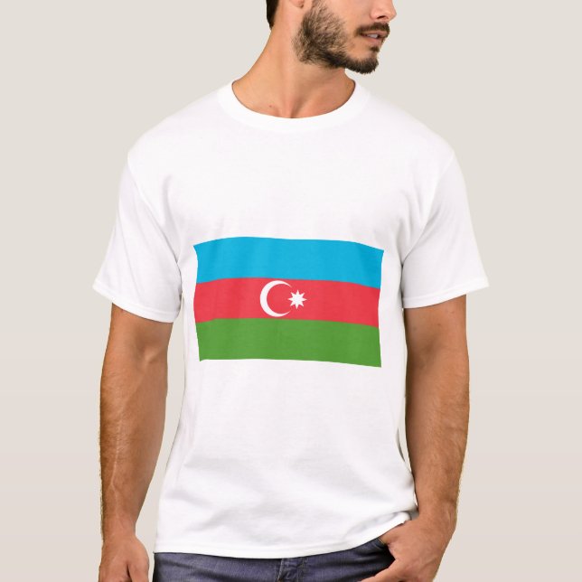 T Shirt med Flagga Azerbajdzjan (Framsida)