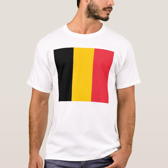 T Shirt med Flagga Belgien (Framsida)