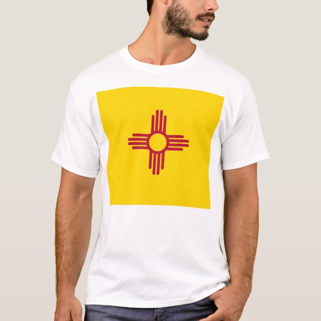 T Shirt med Flagga i delstaten New mexico, Förenta (Framsida)