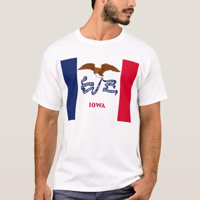 T Shirt med Flagga i Iowa State USA (Framsida)