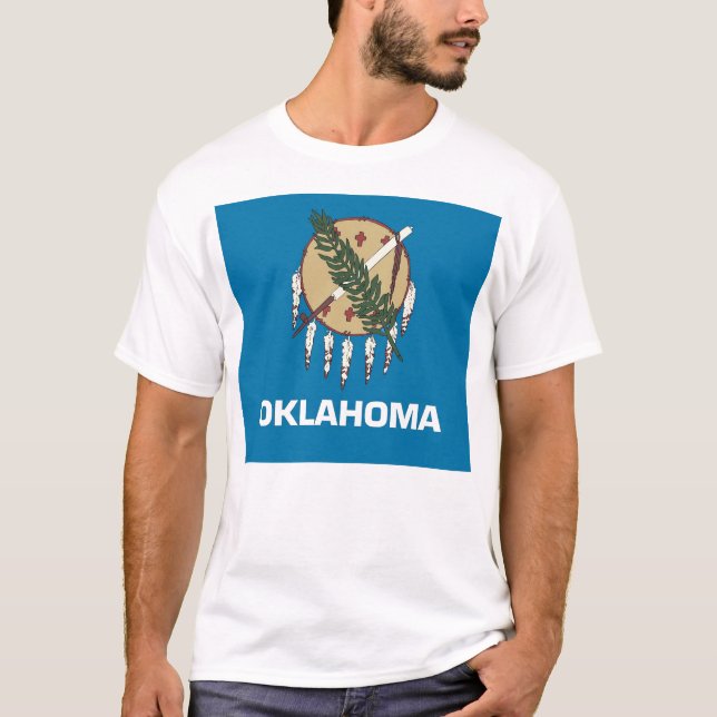 T Shirt med Flagga i Oklahoma State USA (Framsida)