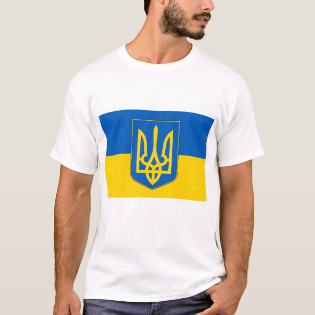 T Shirt med Flagga i Ukraina (Framsida)