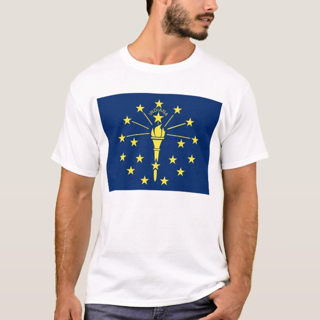 T Shirt med Flagga Indiana State USA (Framsida)
