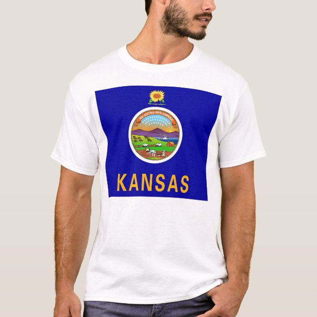 T Shirt med Flagga Kansas State USA (Framsida)