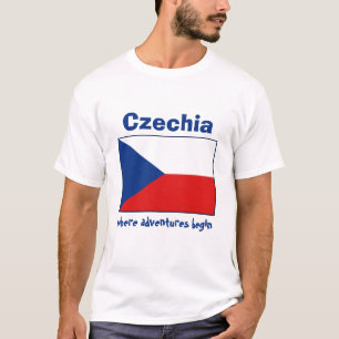 T-shirt med flagga, karta och text för Tjeckien