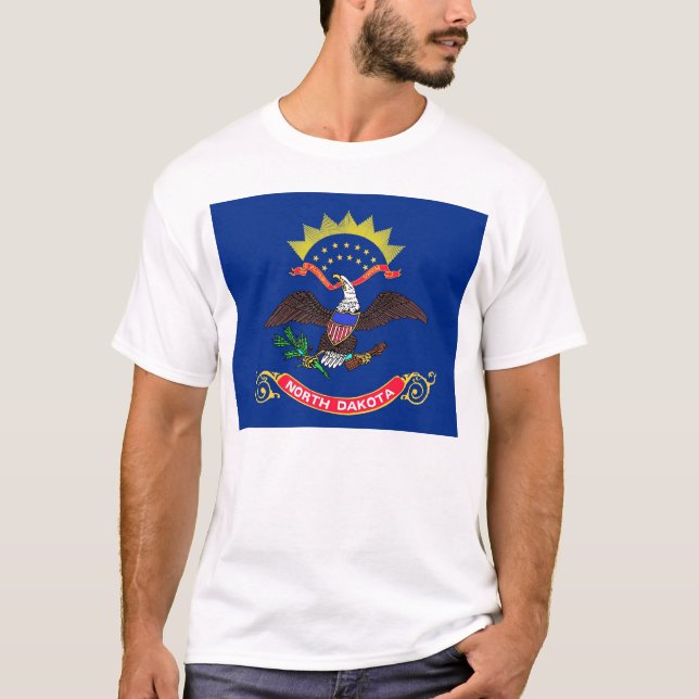 T Shirt med Flagga North Dakota State USA (Framsida)