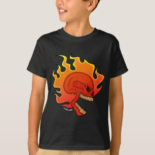 T-shirt med flammande skalle