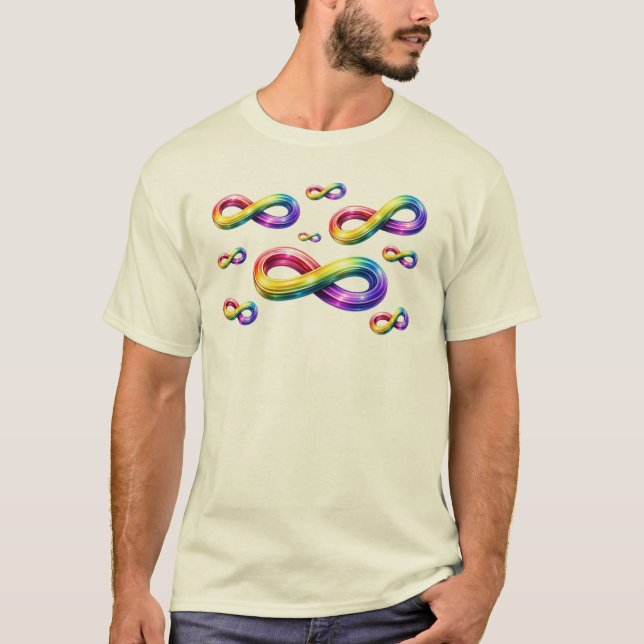 T-shirt med flera färgglada oändlighetssymboler (Framsida)