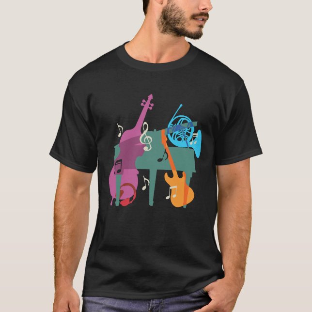 T-Shirt med flygel & musikinstrument (Framsida)