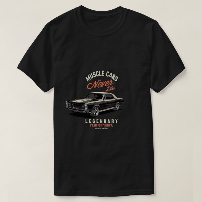 T-shirt med gamla amerikanska muskelbilar (Design framsida)