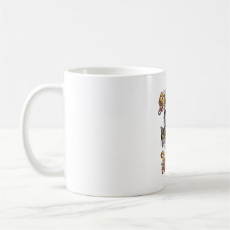 T-shirt med gammaldags kattgrafik som tyst bedömer kaffemugg