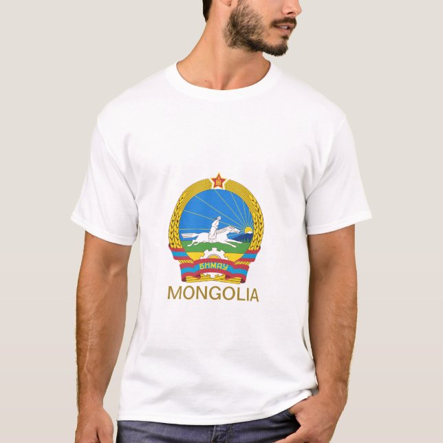T-shirt med gammalt mongoliskt socialistiskt emble (Framsida)