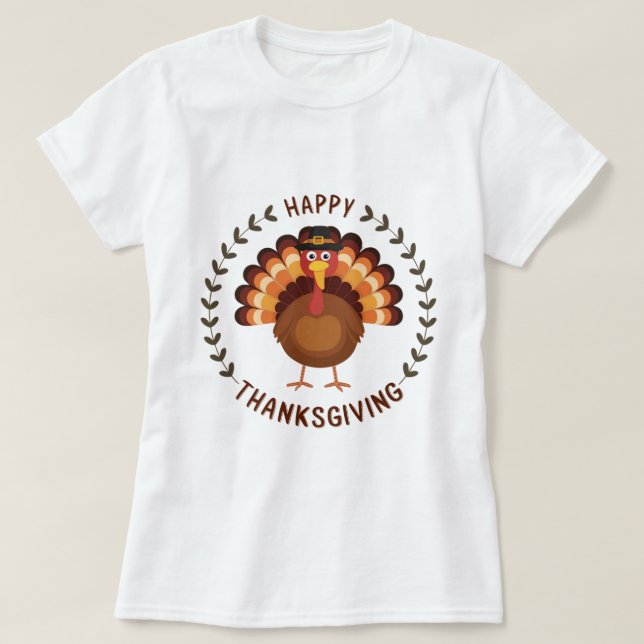 T-shirt med gladsk Thanksgiving-kalkon (Design framsida)