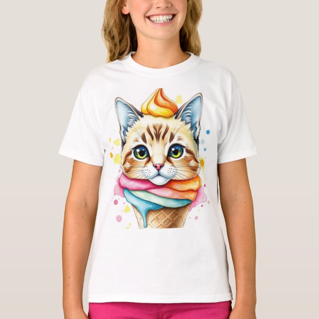 T-shirt med glass och katt (Framsida)