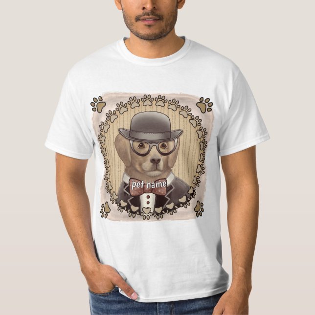 T-shirt med Golden Retriever som bär glasögon (Framsida)