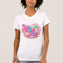T-shirt med "Good Vibes Only" i bubbelgummistil – 