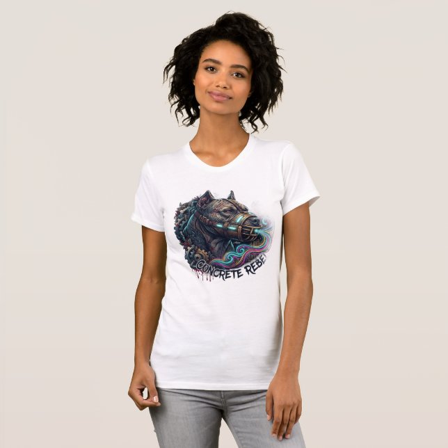 T-shirt med Graffiti Pitbull-rebell (Hel framsida)