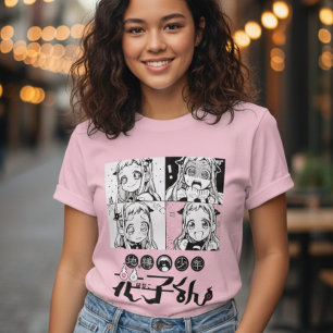 T-shirt med grafisk panel för barn anime-manga