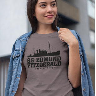 T-shirt med Great Lakes Ship, SS Edmund Fitzgerald
