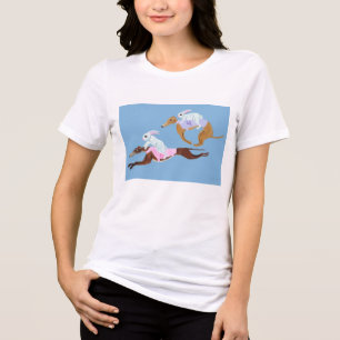 T-shirt med greyhounds ridande på kaniner