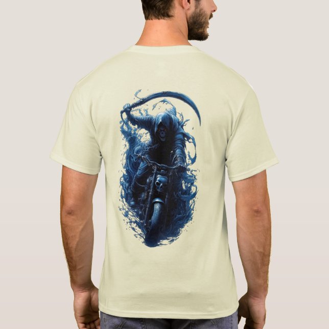 T-shirt med Grim Reaper-motorcyklist (Baksida)