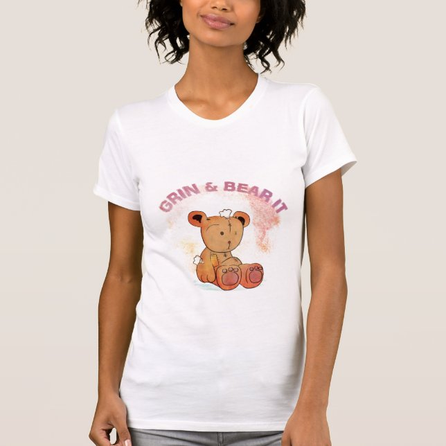 t-shirt med grin and bear it (Framsida)
