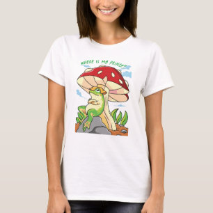 T-shirt med groda "Var är min prins?"