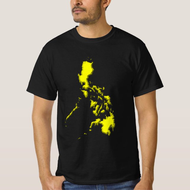 T-shirt med Gult Filip Karta på Black (Framsida)