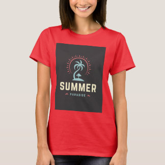 T-shirt med halvärmar Sommar Paradis Design