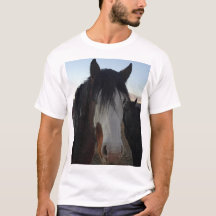 T-shirt med hår i ögonen