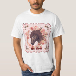 T-shirt med häst kastanjebrun blomma