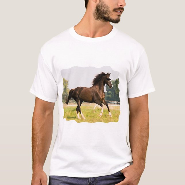 T-shirt med häst som bär solglasögon (Framsida)