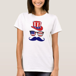 T-shirt med hatt, glasögon och mustache