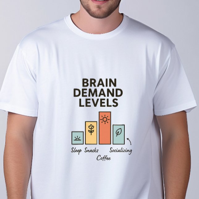 T-shirt med hjärnans efterfrågenivåer Rolig kaffeh (Brain Demand Levels T-Shirt)
