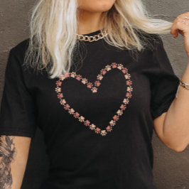 T-shirt med hjärta av tassavtryck - Rosa tassavtry