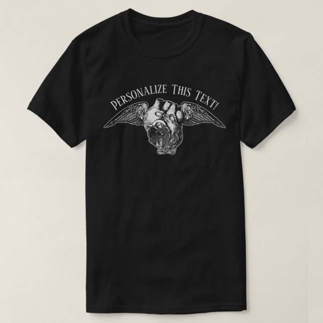 T-shirt med hjärta med lås och vingar (Design framsida)