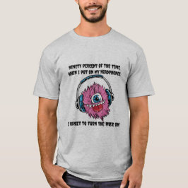 T-shirt med hörlursmonster-typografi