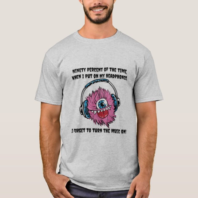 T-shirt med hörlursmonster-typografi (Framsida)