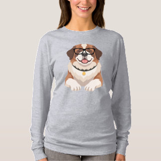 T-shirt med hund i glasögon LS