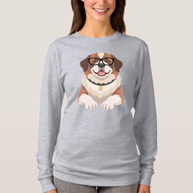 T-shirt med hund i glasögon LS (Framsida)