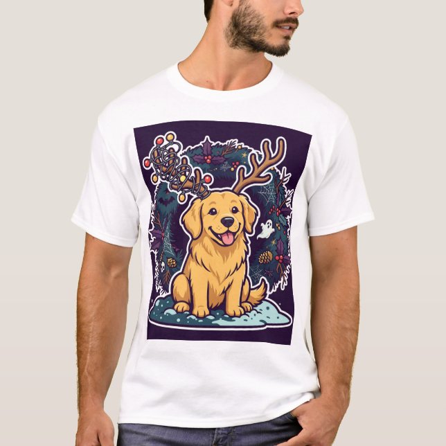 T-shirt med hund i renhorn (Framsida)