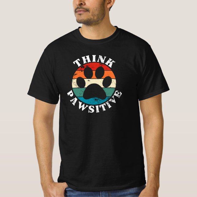 T-shirt med Hundfots Tänk Positivt (Framsida)