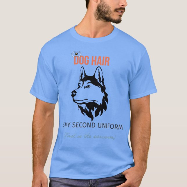T-shirt med hundhår som min andra uniform – rolig  (Framsida)