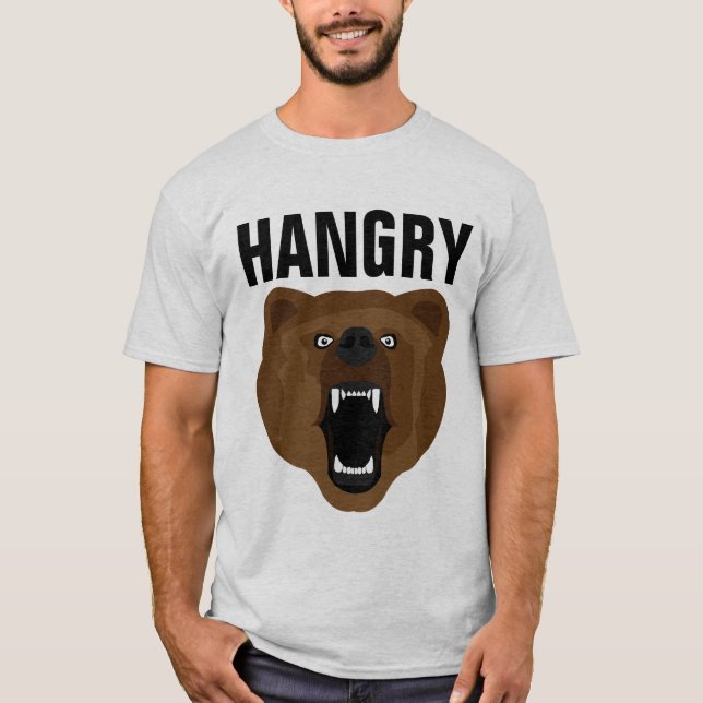 T-Shirt med hungrig grizzlybjörn (Framsida)