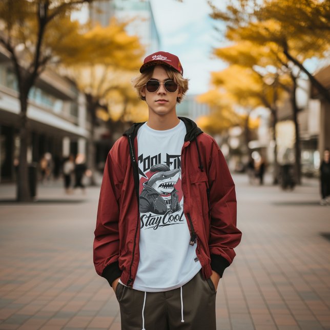 T-shirt med illustration av cool fin haj (Skapare uppladdad)