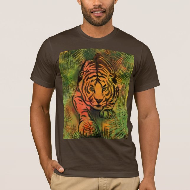 T-shirt med jaktande tiger (Framsida)